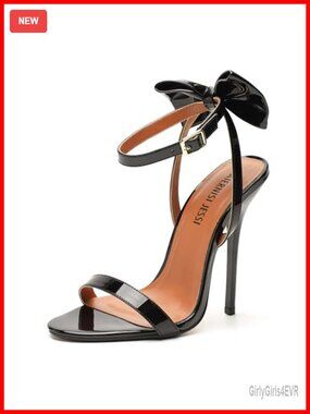 Unisex Bow Stiletto Sandals Ankle Strap 5.1 Inch High Heels Slingback
